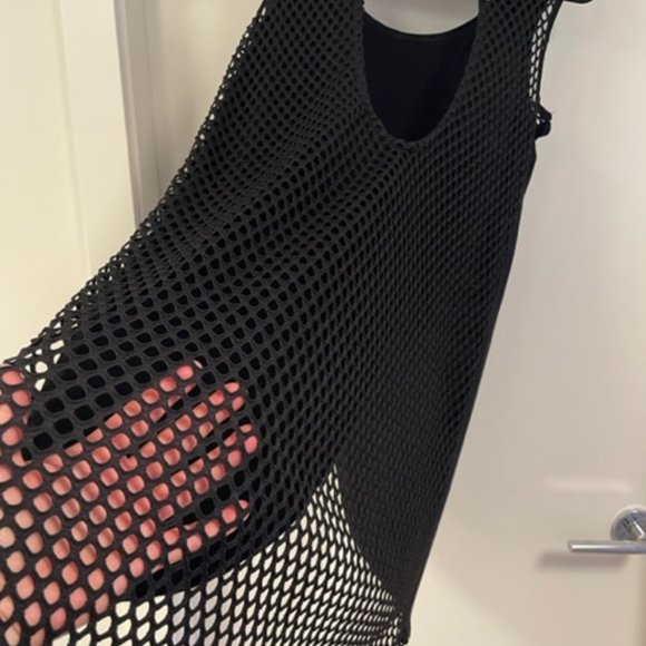 LILY BLEU Black Mesh Bathing Suit Cover Up Size M - Picture 4 of 6